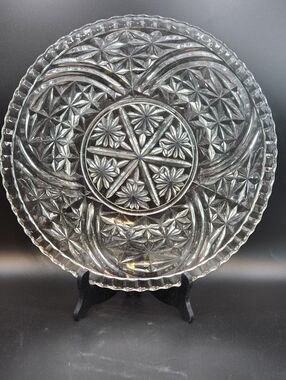 Vintage Anchor Hocking Thousand Lines 13" Platter Torte Plate